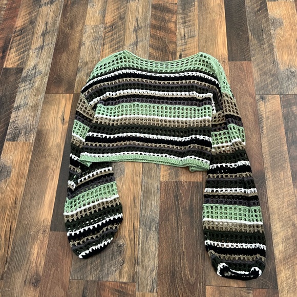 Crochet MultiColor Cropped Sweater - Picture 5 of 7